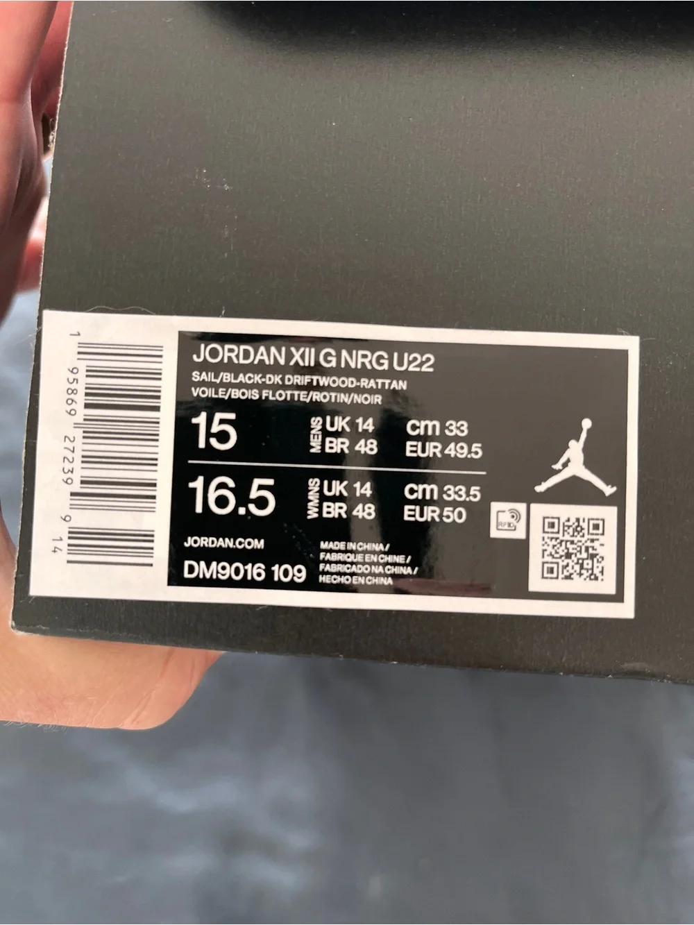 Jordan XII G NRG U22 Size 15
